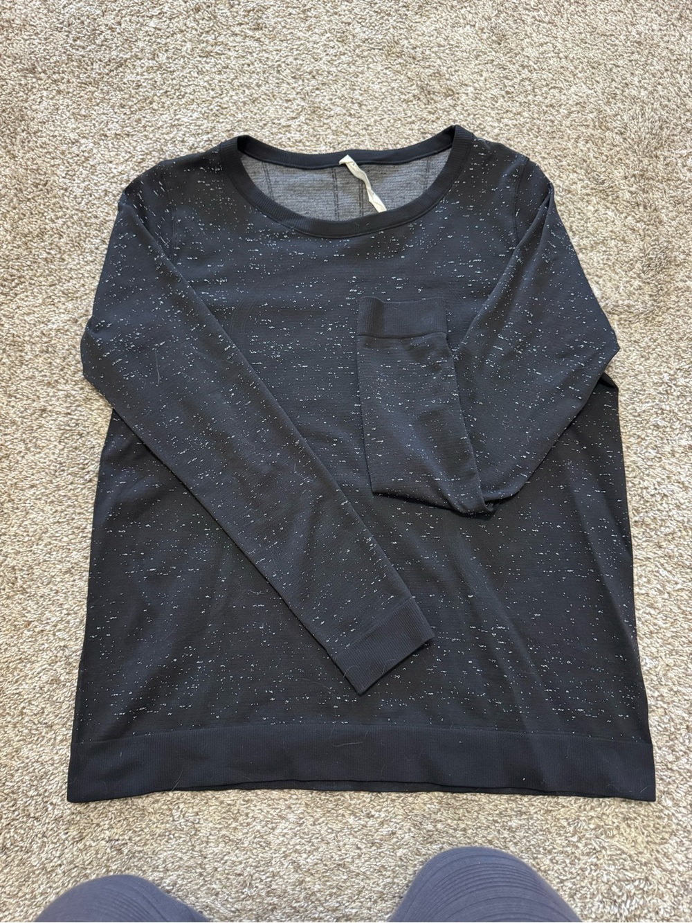 lululemon athletica Black and Gray Speckled Crewneck Top